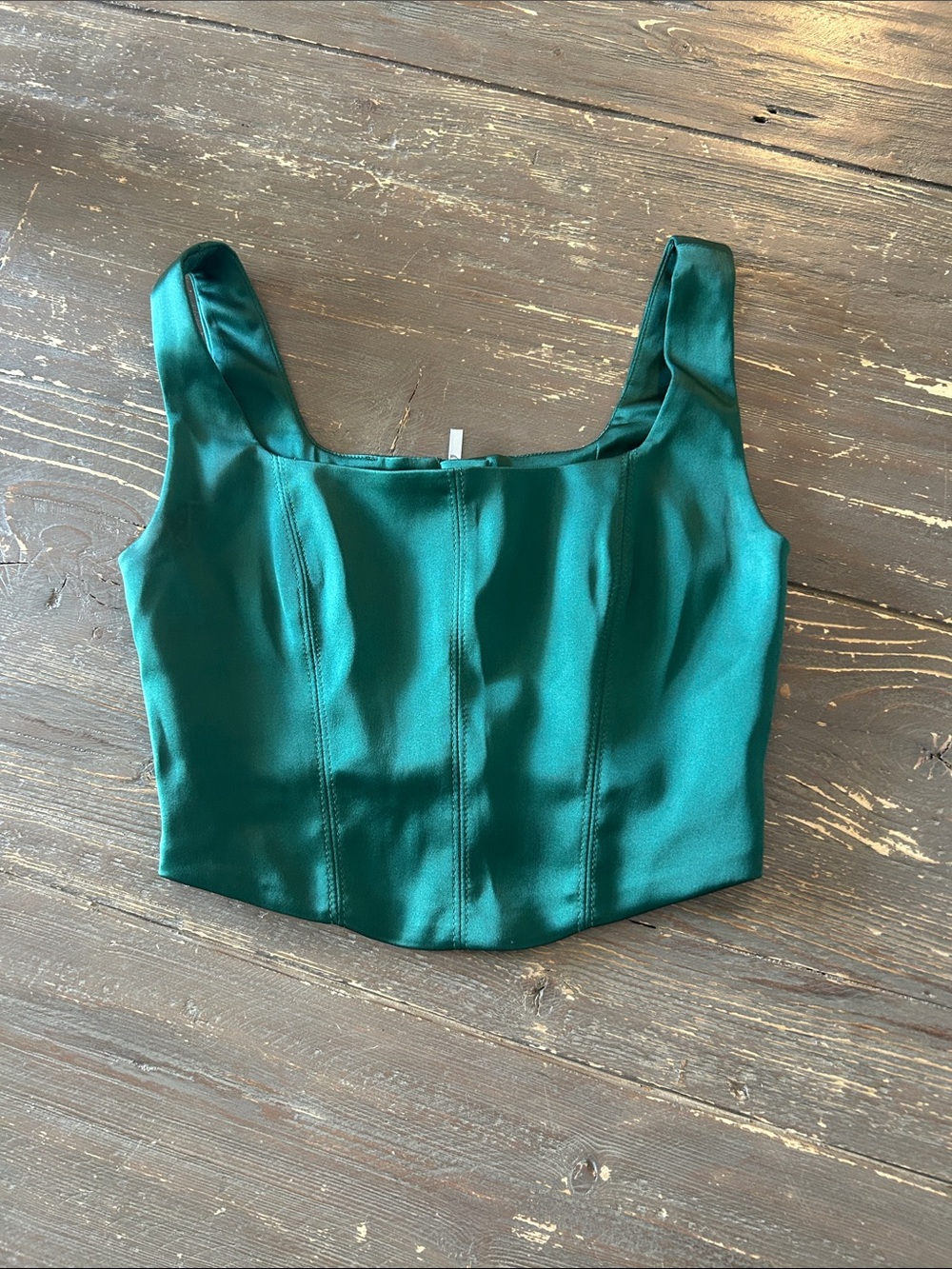 Aritzia Ten by Babaton Satin Green Satin Bustier.